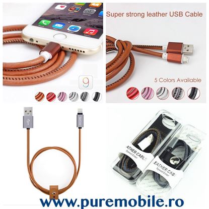 Imagine CABLU DATE DIN PIELE MICRO USB PENTRU SAMS S4/5/6/ HTC ECT