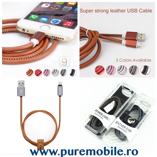 Imagine CABLU DATE DIN PIELE MICRO USB PENTRU SAMS S4/5/6/ HTC ECT