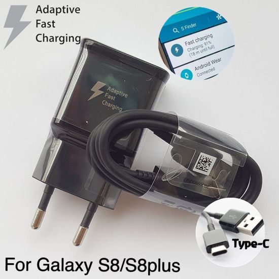 Imagine FAST CHARGERS 9V/2A  +CABLU DATE  TYPE-C  GALAXY S8/S8PLUS/s9/s9+,BLACK