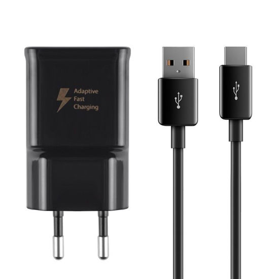 Imagine Original Wall Charger Samsung Galaxy Fast Charge (EP-TA20EBEUGWW) USB TYP-C   9V/2A S8/S8+/S9/S9+ BULK ,(NEGRU.ALB)