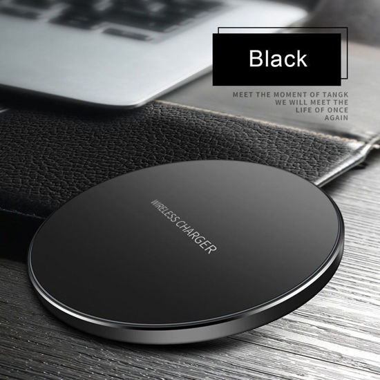 Imagine Incarcator Wireless Fast Charging Pad QI 15W,pentru iPhone, Samsung Galaxy, Round Black