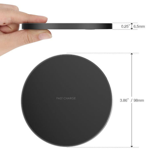 Imagine Incarcator Wireless Fast Charging Pad QI 15W,pentru iPhone, Samsung Galaxy, Round Black