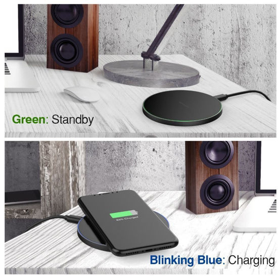 Imagine Incarcator Wireless Fast Charging Pad QI 15W,pentru iPhone, Samsung Galaxy, Round Black