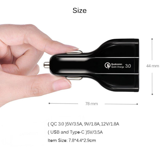 Imagine Adaptor Auto FAST  3usb X 12v/3.5A-ALB/NEGRU-7A