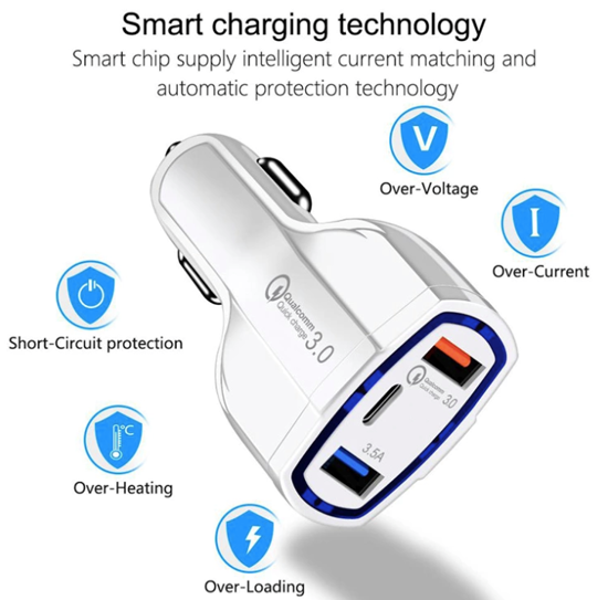 Imagine FAST CAR  CHARGERS 12V/3.5A +Cablu date typ C  pentru galaxy s6.s7.note4