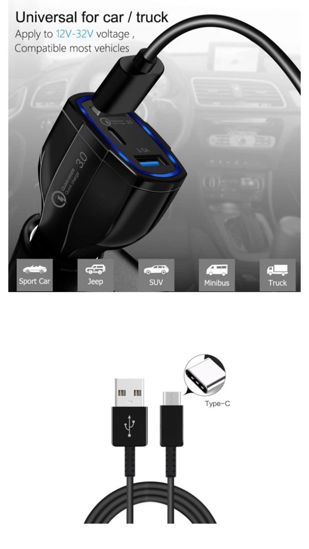 Imagine  PACHET 11X - FAST CAR CHARGERS 12V/3.5A +CABLU DATE TYPE-C  Pentru GALAXY Note 9,8,S10,S10+,S9,S8,S9+    (10+1 GRATIS)