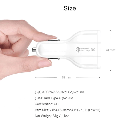 Imagine Adaptor Auto FAST  3 port usb  7A/ 12v/3.5A/Typ-c -ALB