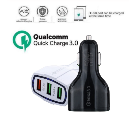 Imagine FAST CAR CHARGERS 12V/3.5A +Pentru  GALAXY S10,S8/S9  ALB/NEGRU