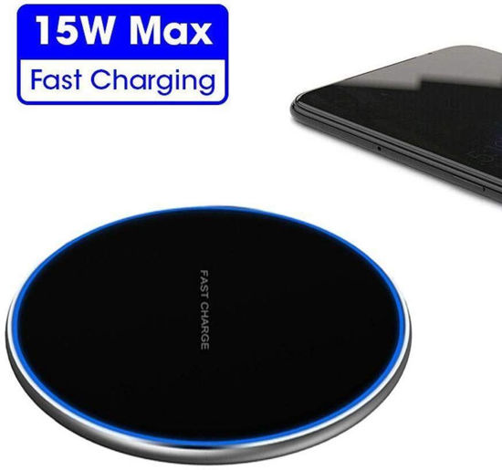 Imagine Incarcator Wireless Fast Charging Pad QI 15W,pentru iPhone, Samsung Galaxy, Round Black