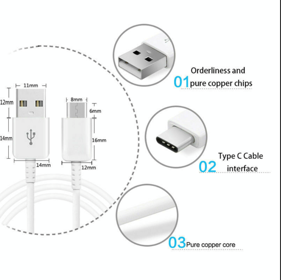 Imagine PACHET 11X Cablu date TYP-C FAST  samsung S10 /S10+ NEW!!(10+1Gratis) ALB