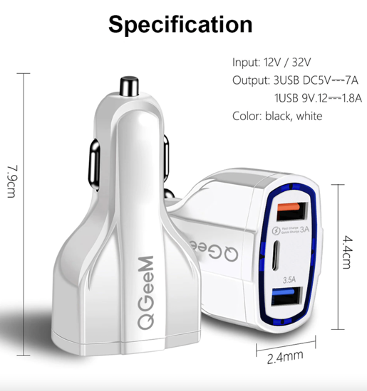 Imagine Incarcator auto ,3USB - 7A/35w