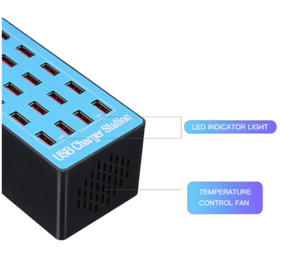 Imagine Statie De Incarcare 100W Smart Cu 20 Porturi USB 5V 20A Si Ventilator