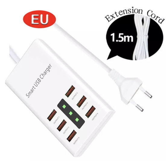 Imagine Incarcator USB universal cu 6 porturi smart usb fast charge, 30W, 6A, 1,5 m