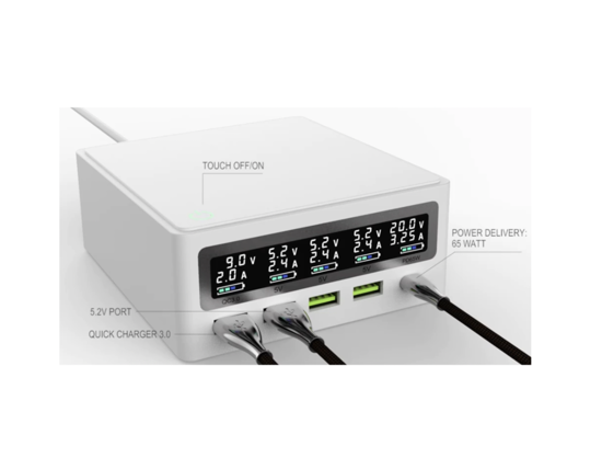 Imagine Incarcator wireless fast QI incarcator extern multi-port incarcare rapida, Usb-C pd65W, total putere 110w