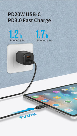 Imagine Set 4 buc, 1 incarcator 20W PD Type-C, USB QC, 1 Adaptor auto PD Type-C, USB QC, pentru pentru Galaxy s21, s20, Note10, s10, 1 cablu date usb-C-usb-A, 1 cablu date C-C, 1M