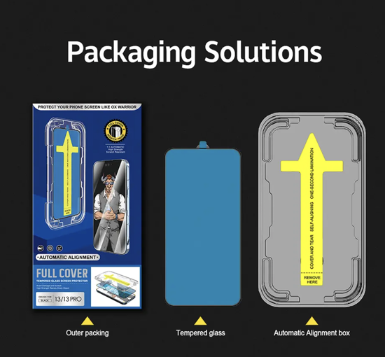 Imagine Folii sticla compatibil cu iPhone 12 Pro, QUANDE, instalare usoara si rapida cu dispozitiv de potrivire automata cu Easy Install Kit