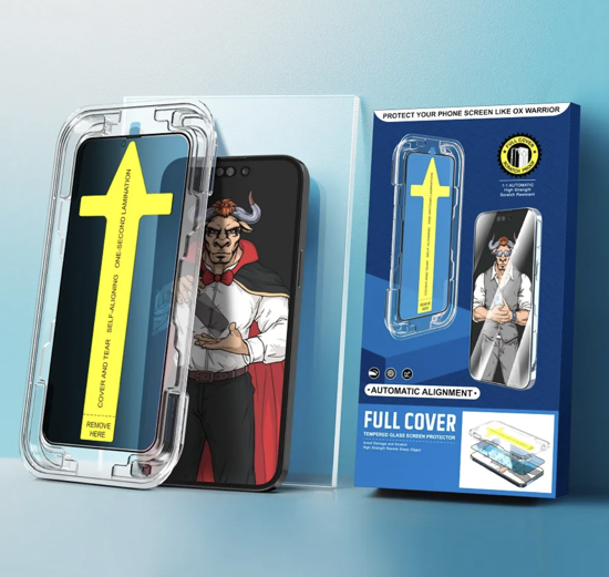 Imagine Folii sticla compatibil cu iPhone 13 Pro max , QUANDE, instalare usoara si rapida cu dispozitiv de potrivire automata cu Easy Install Kit