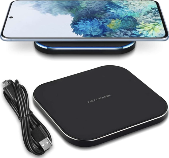 Imagine Incarcator Wireless QUANDES®, 15W Fast Charge, compatibil pentru Samsung S21, s20, s10, note9, negru