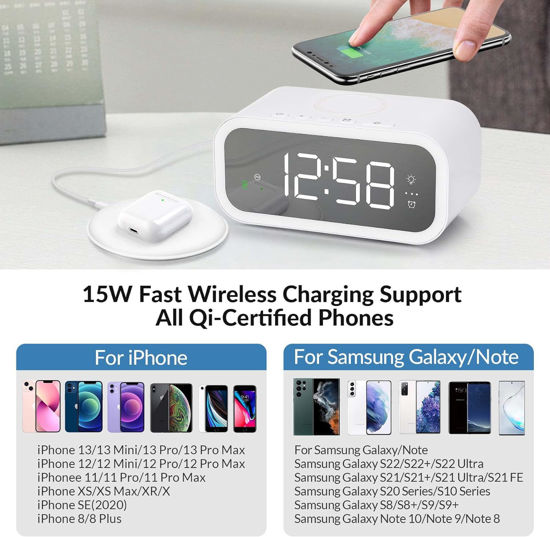 Imagine Incarcator Wireless Fast 15w, Cu Alarma Luminoasa, Afisaj Digital Si Ceas Reglabil