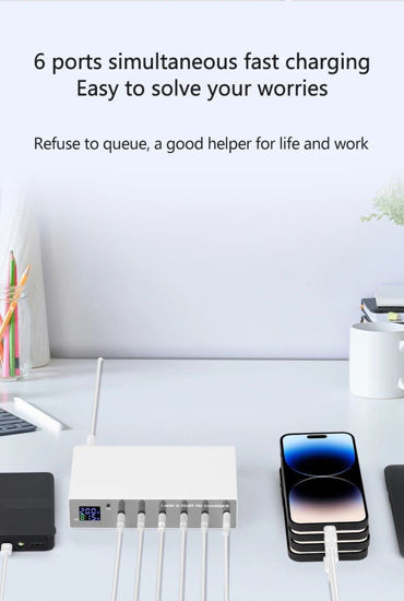 Imagine Statie de incarcare fast charge 140W, PD 6 in 1 3.0 USB C, 30W, universal pentru iPhone 15,14,13, samsung s23,s22,s21,s20,huavei, laptop macbook