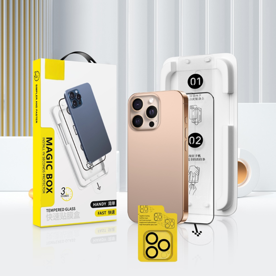 Imagine Kit Folii sticla compatibil cu iPhone 16pro, protectie camera spate 9H, instalare usoara si rapida cu dispozitiv de potrivire automata in 3 sec cu Easy Install Kit