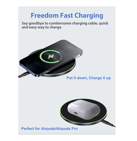Imagine Set 3 incarcator wireless slim fast charge 30w, adaptor priza pd usb-c 45w, cablu date 3A C-C, QUANDES®