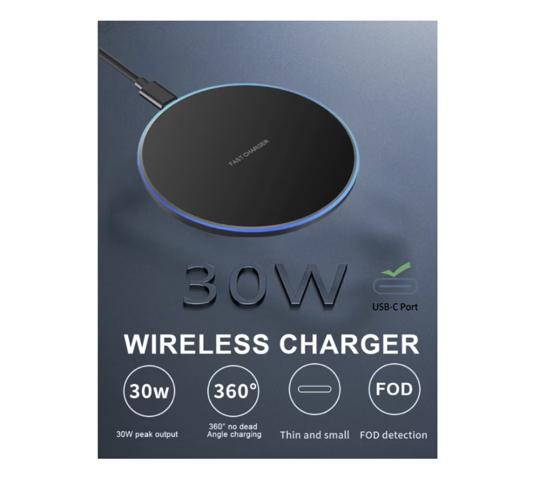 Imagine Set 3 incarcator wireless slim fast charge 30w, adaptor priza pd usb-c 45w, cablu date 3A C-C, QUANDES®