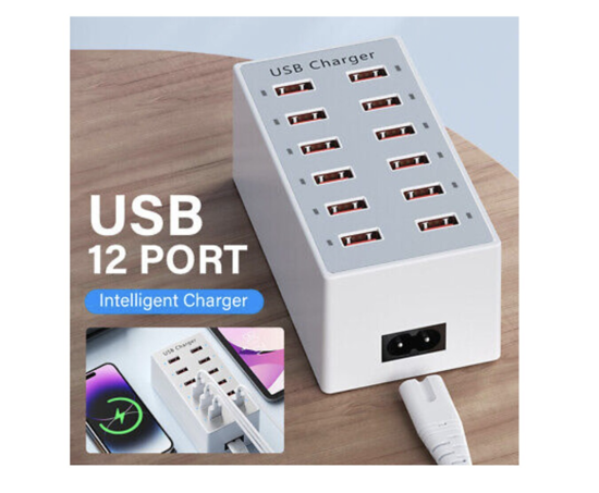 Imagine Statie de incarcare fast 60W cu 12 porturi USB 5V 2.4A si ventilator