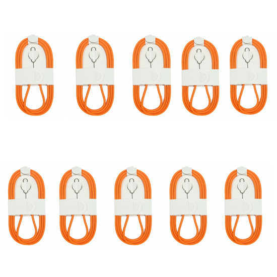 Imagine Set 10 buc Cablu date USB-C-C 60W, 1M, orange woven, Compatibil cu iPhone17, 17 pro max, ORANGE, Bulk