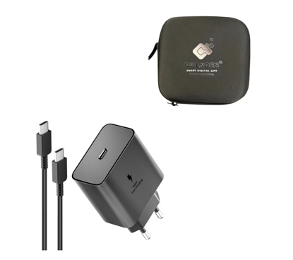 Imagine Incarcator super Fast Charge 45W PD usb C, T4510 compatibil cu Samsung S25, S24, S24, s23, 1 Cablu 1.8m USB-C - C 5A, Geanta de depozitare