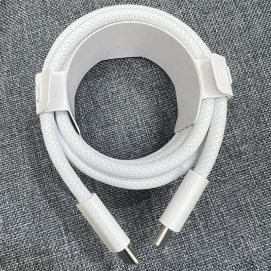 Imagine Cablu Date Incarcare tesut 2M compatibil pentru Apple USB-C-C 240W, Alb