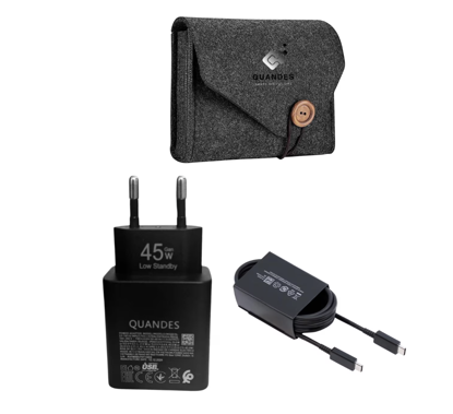 Imagine Incarcator super Fast Charge 45W PD usb C, T4510 compatibil cu Samsung S25, S24, S24, s23, 1 Cablu 1.8m USB-C - C 5A, Geanta portabila de depozitare din fetru