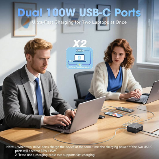 Imagine Statie de incarcare USB 330 W cu 10 porturi, QUANDES, USB-C GaN III, incarcare rapida, multicolor, 3.9x2.9x1.3 in