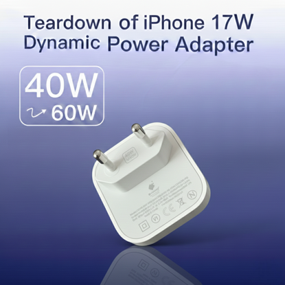 Imagine Adaptor de alimentare dinamic de 40W cu putere maxima de 60W, QUANDES® compatibil cu iPhone 17 Pro Max/17 Pro/17/16/16 /15 Pro Max/ Pad Pro/Air